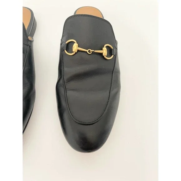 Gucci Princetown Horsebit Black Mule Shoes Loafer Leather Slipper EU 38.5 US 8.5 - Picture 3 of 10